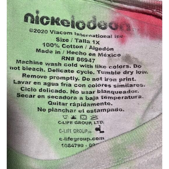 Nickelodeon Rugrats Holiday Cropped Top Long Sleeve Red Green Tie Dye Size 1X - Picture 4 of 4